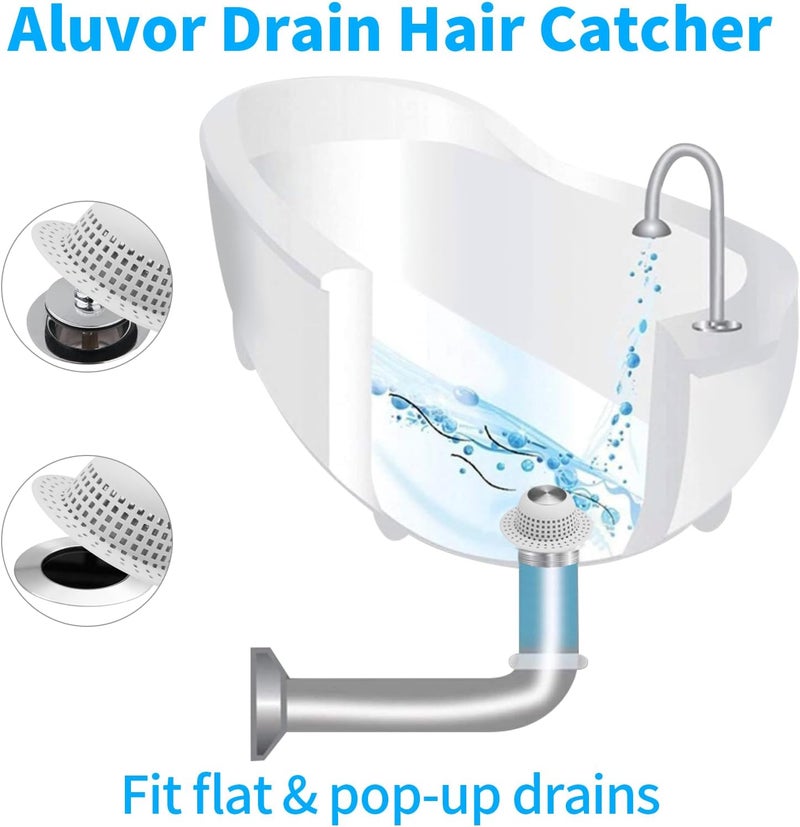 Aluvor غطاء تصريف الشعر لدش الاستحمام - واقي تصريف حوض الاستحمام للفتحات المنبثقة والعادية - Image 3